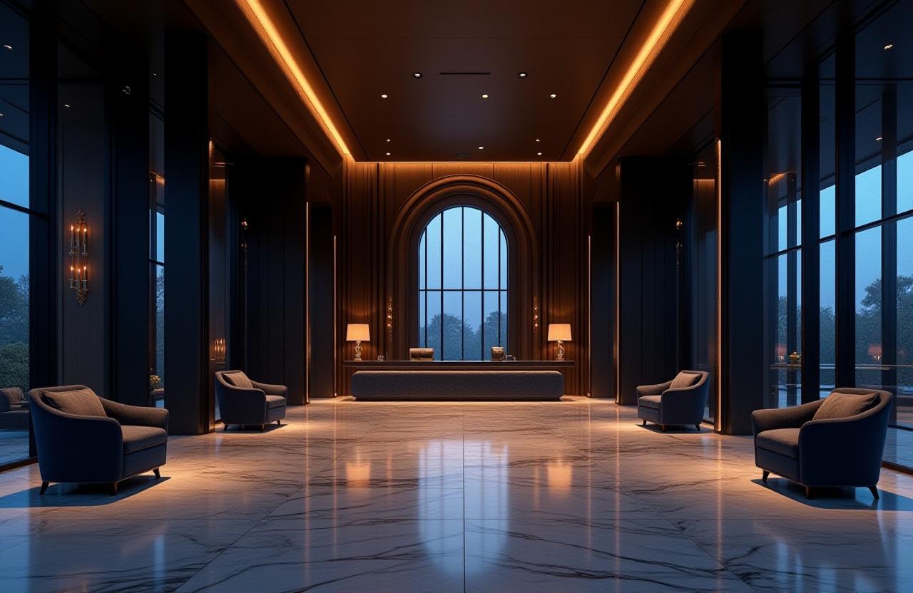 Luxury hotel lobby with bespoke furniture